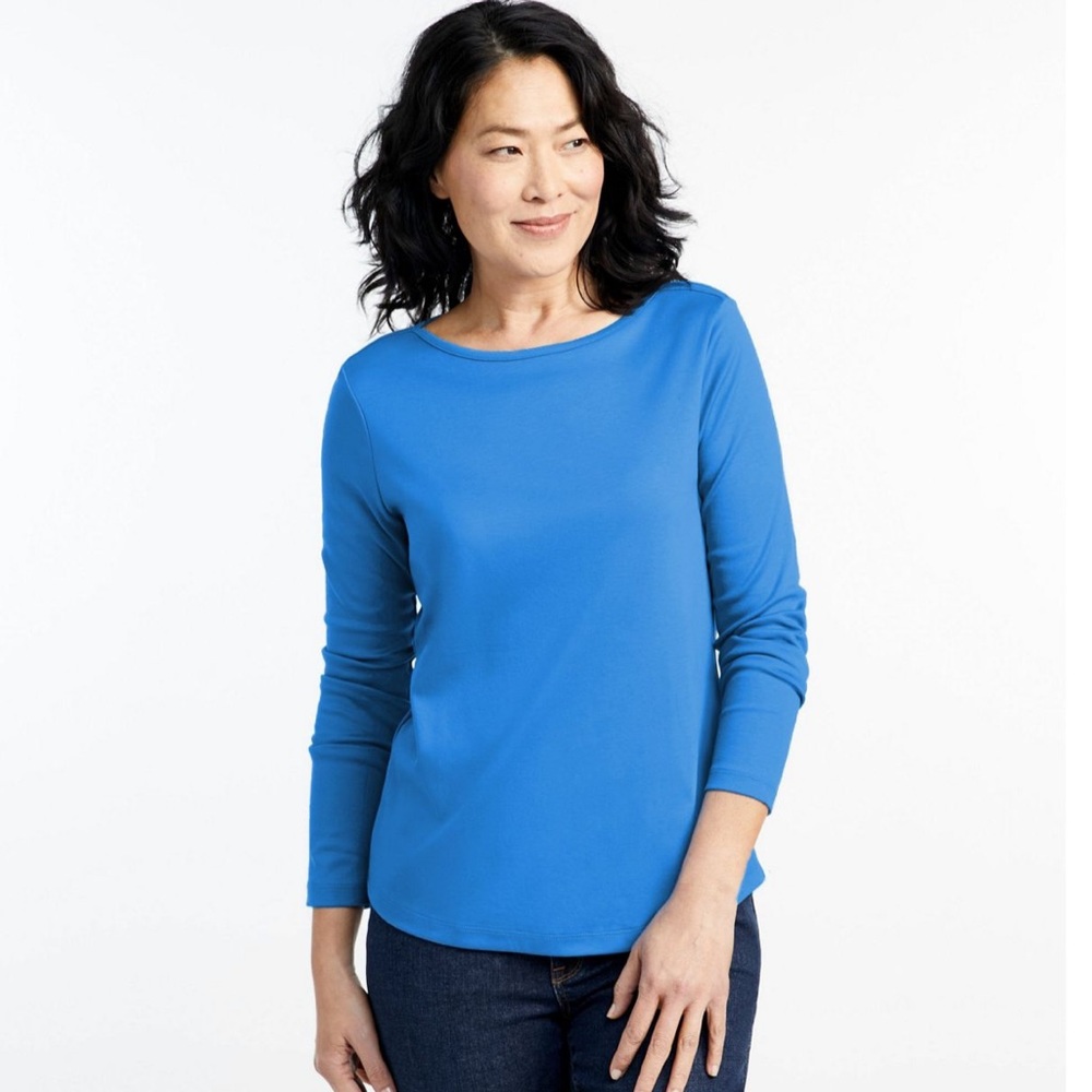 Women's Pima Cotton Shaped Tee Long-Sleeve Boatneck